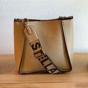 Stella McCartney Beige Shoulder Bag with Logo Strap